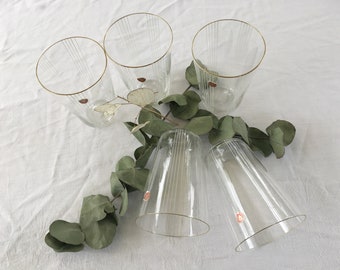 Drinking Glasses Poschinger Frauenau 1605 Vintage 50s/60s Lead Crystal Glodrand Stripes
