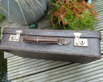 Suitcase, small suitcase / leather / vintage antique