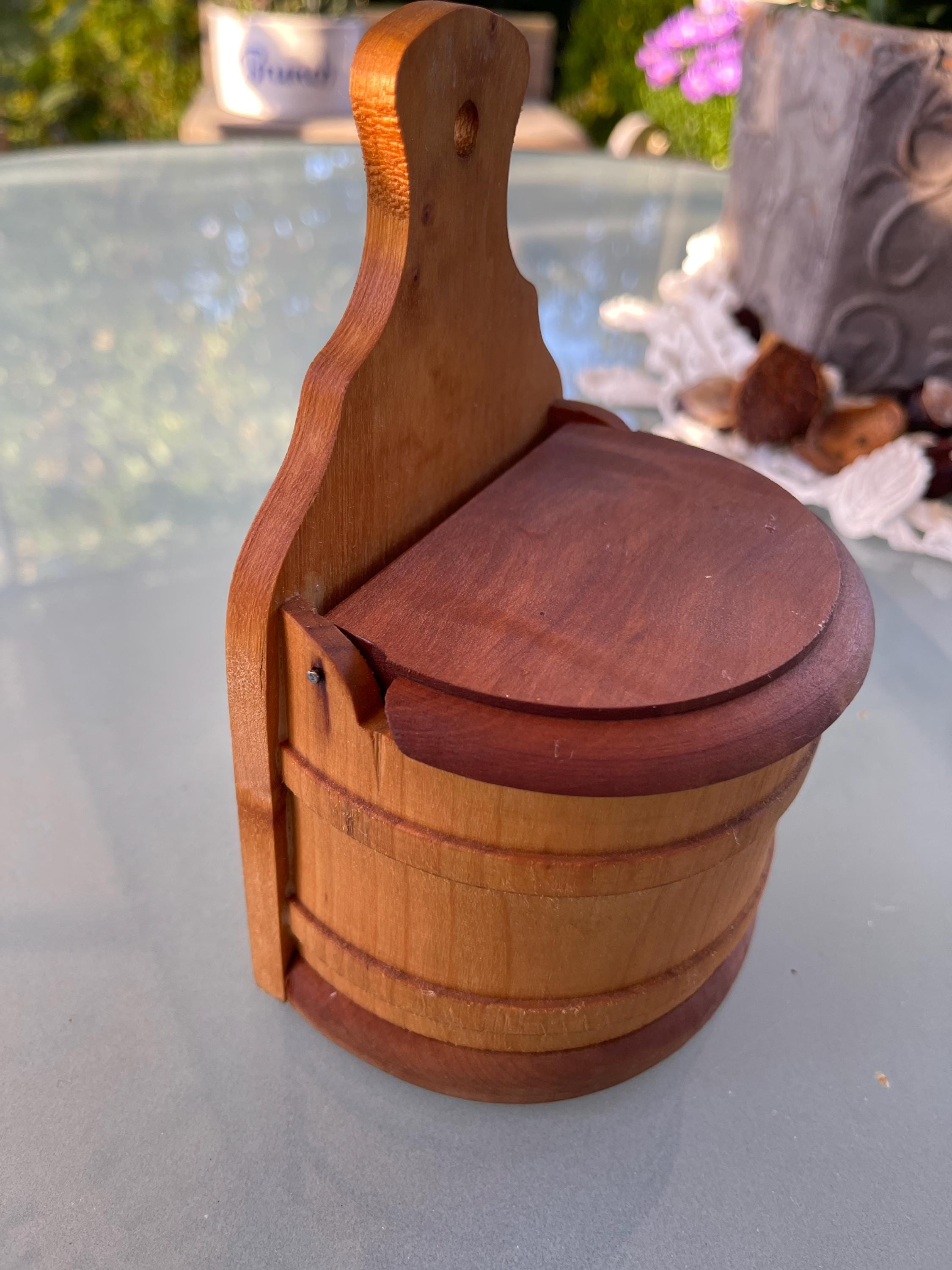 Wooden Salt Box Hand Painted Salt Vessel Container Salt Container Salt Box Storage Jar Lidded Jar