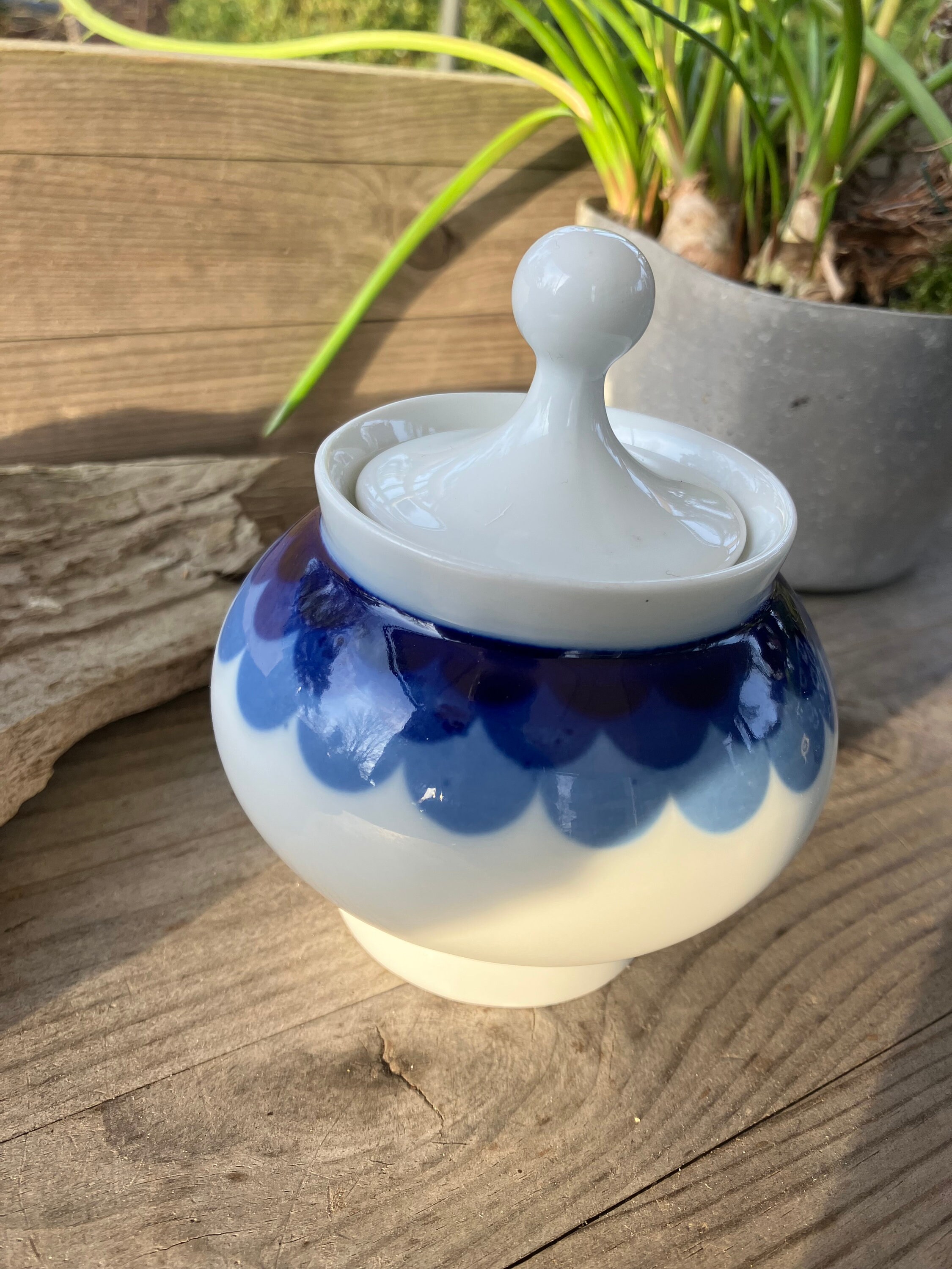 Zuccheriera In Ceramica Dipinta A Mano Gall&Zick Blu - Contenitore Per Zucchero O Spezie Con Coperchio, 12,5 Cm, Lavabile In Microonde