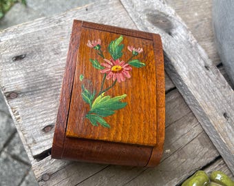 scatola di legno, scatola di legno, scatola di gioielli vintage, bara vintage, baule, fiore
