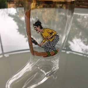 Glasses with funny sayings / Beer Boots / Beer Seidel / Drinking Glasses / 70s / Vintage / Retro / Humor / Caricature / Toast