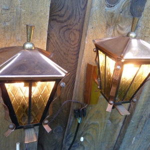 Wandlampe, Laterne, Kupfer, 50/60er Jahre, Bild 1