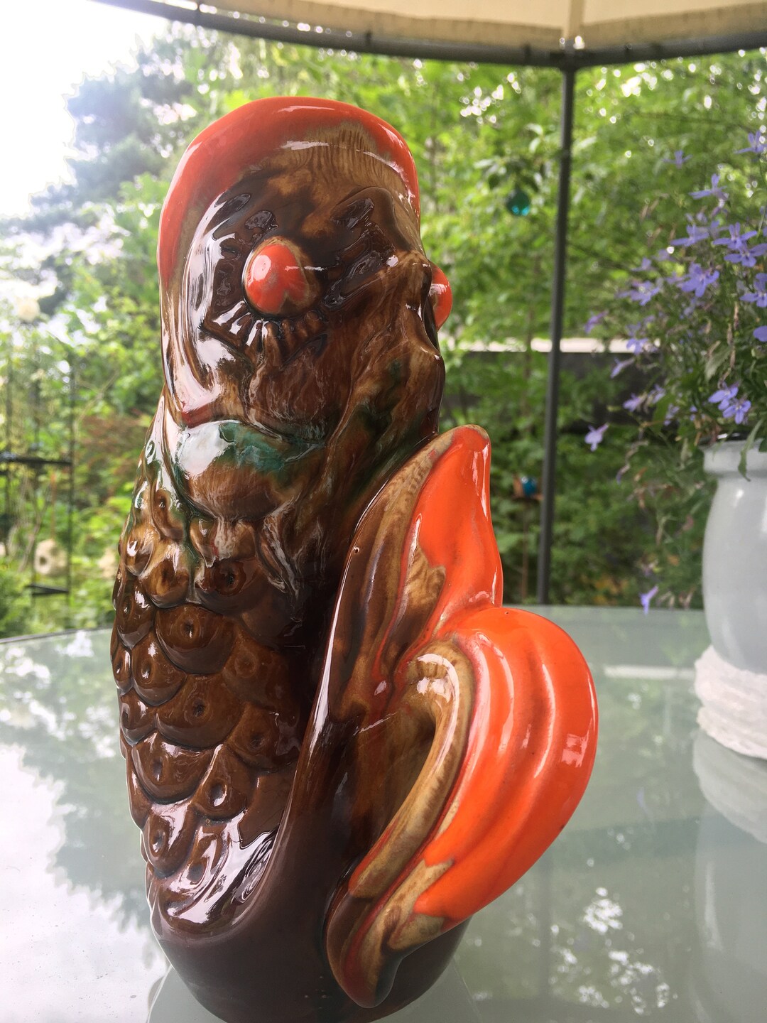 Vintage Ceramic Fish Vase Retro Fish 70s Fish Orange Brown Etsy