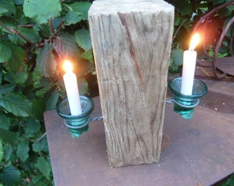 Kerzenleuchter, Kerzenhalter,Glas, Holz