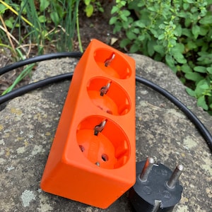 1970&#39;s Electrical Extension Cord, Header Extension Cord, Vintage 3-Prong Plug