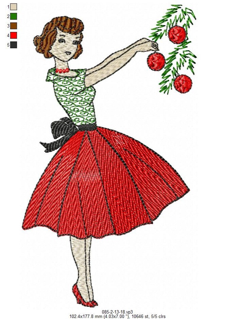 Christmas lady embroidery design retro vintage sybju machine  etsy Christmas lady embroidery design retro vintage sybju machine  etsy