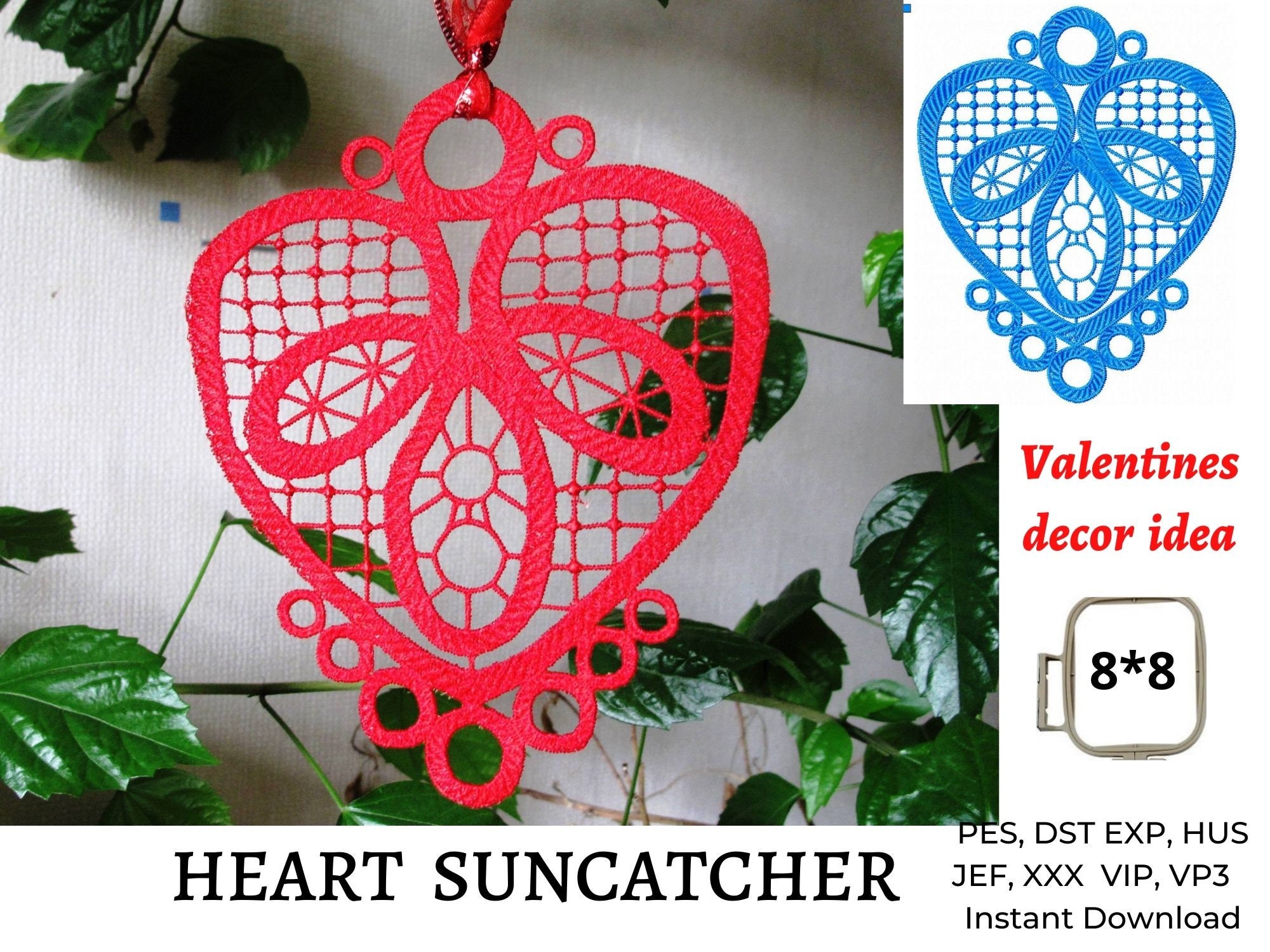 Heart suncatcher embroidery design valentines decor ideas fsl  etsy Heart suncatcher embroidery design valentines decor ideas fsl  etsy