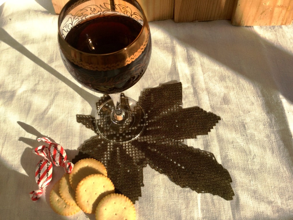 Chestnut leaf embroidery design fall mug rug freestanding  etsy