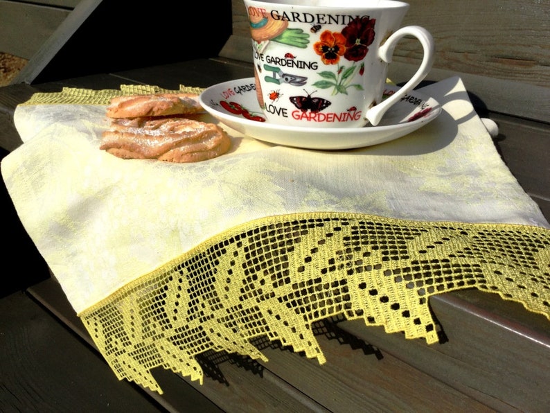 Cottagecore embroidery designs Leaf border Kitchen towel decor Etsy