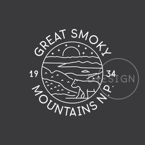 Great Smoky Mountains National Park Est. 1934 .svg file, .dxf file, .png file, .eps file