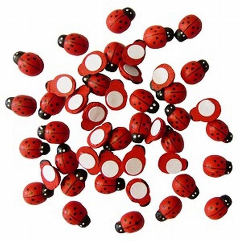 30 ladybird adhesive pads 13 x 9 mm decorative decoration tie image 1