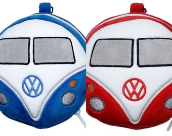 Relaxeazzz Plüsch Volkswagen Bulli VW T1 Bus rote runde Reisekissen & Augenmaske