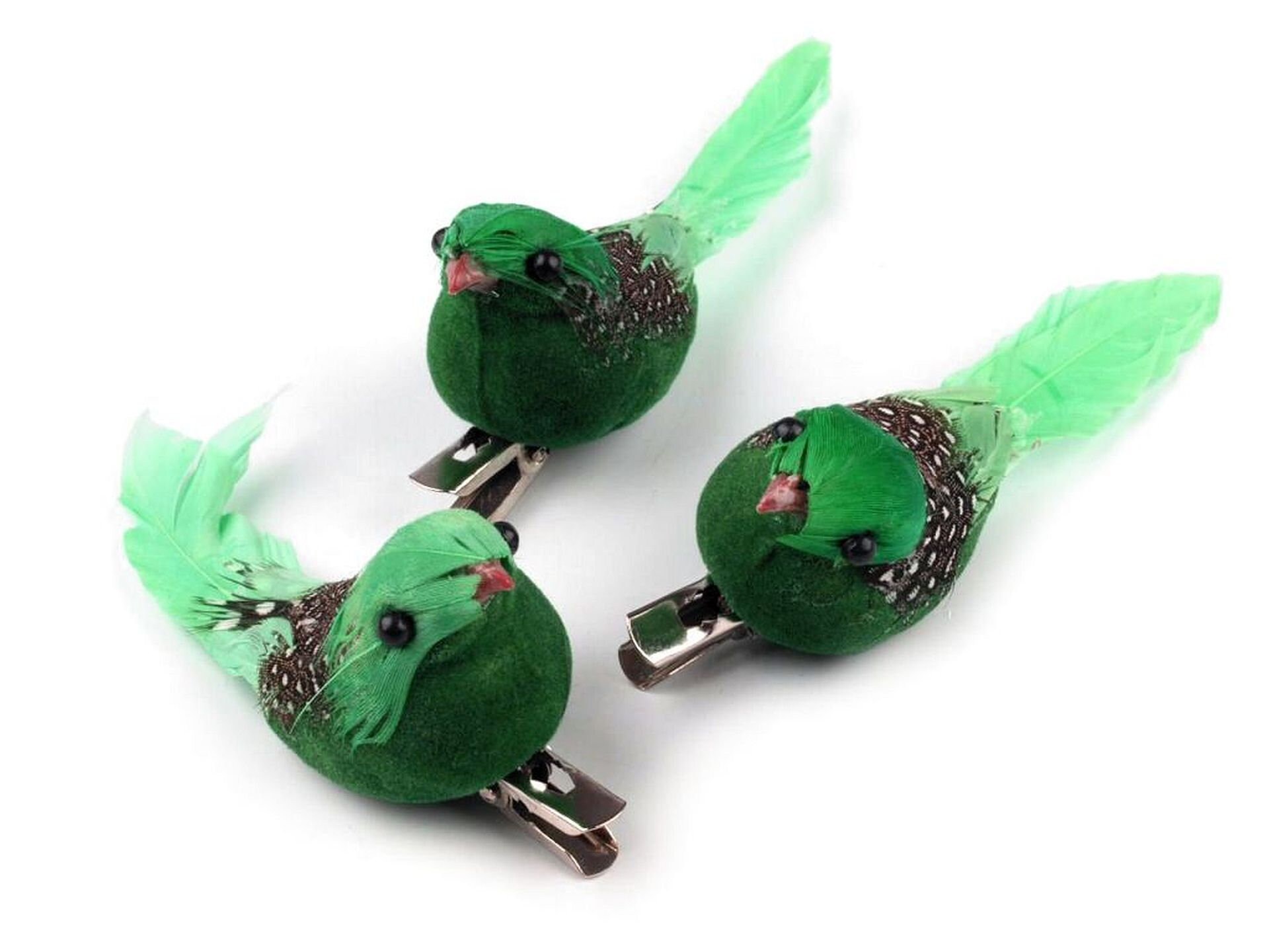 Vogel mit Clip und Perle 17 cm Dekovogel Minze Grün I