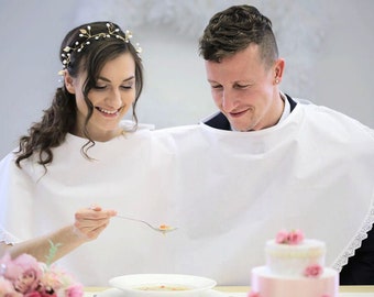 Hochzeit Lätzchen mit Klöppelspitze Madeiraspitze Schrägband Latz - zum Bemalen