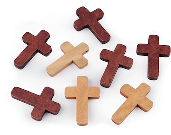 10 pendentifs croix en bois environ 23 x 33 mm religion décorative