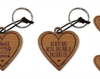 Holz Herz Schlüsselanhänger Gravur Geschenk Geburtstag Hochzeit Geschenkidee