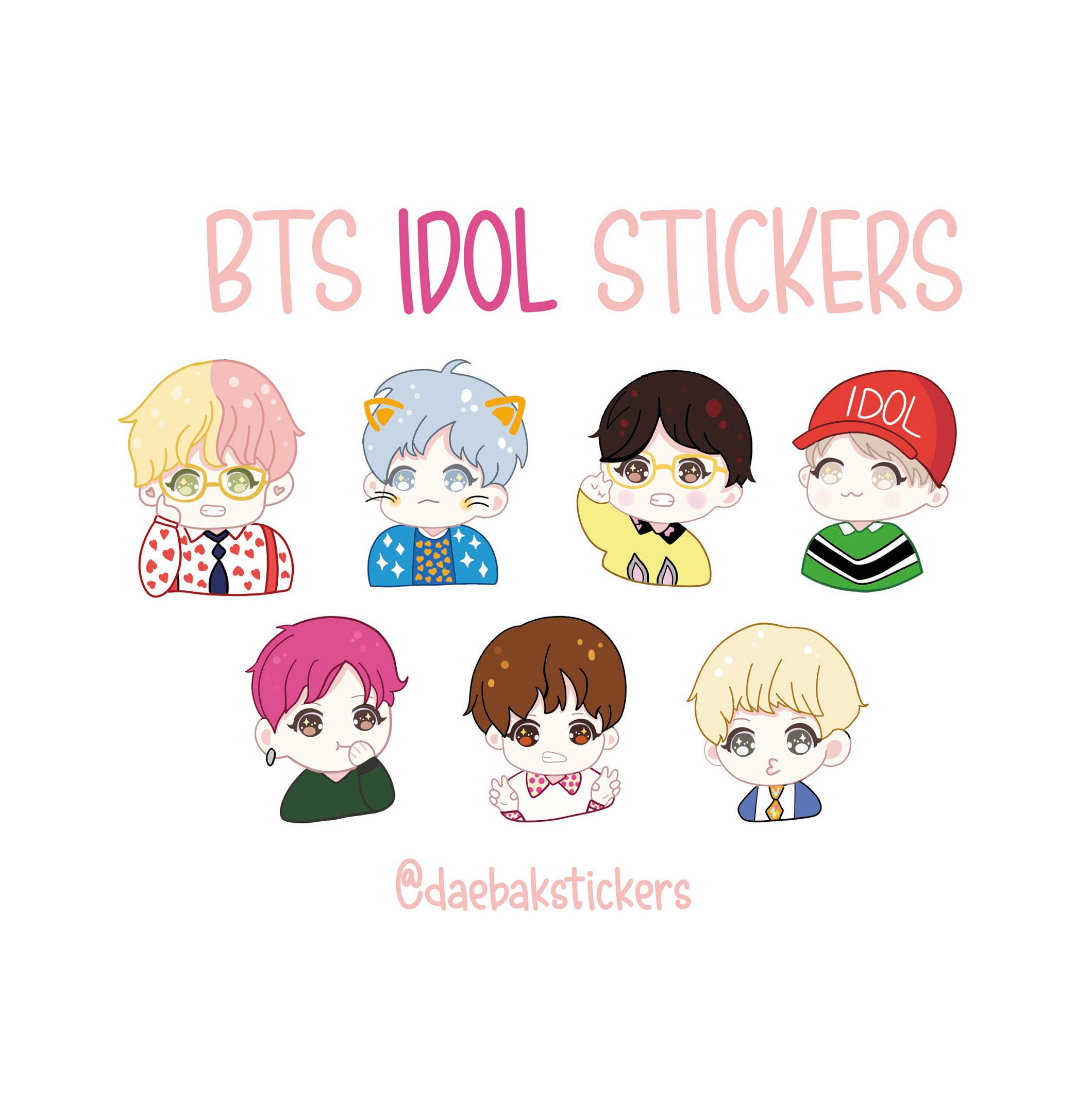 bts idol stickers chibi fanart etsy