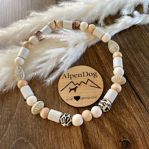 Dog chain with E-M ceramic pipes and wooden beads