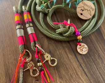 Cable leash - dog leash olive