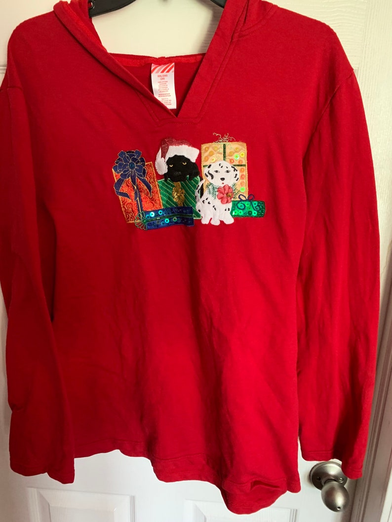 Christmas Holidays Presents Dogs Santa Ugly Sweatshirt Size XXL