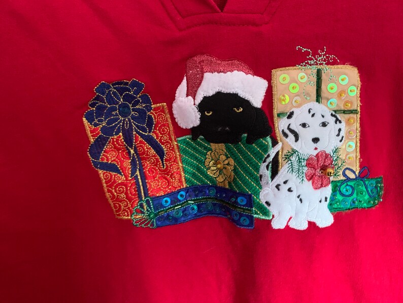 Christmas Holidays Presents Dogs Santa Ugly Sweatshirt Size XXL