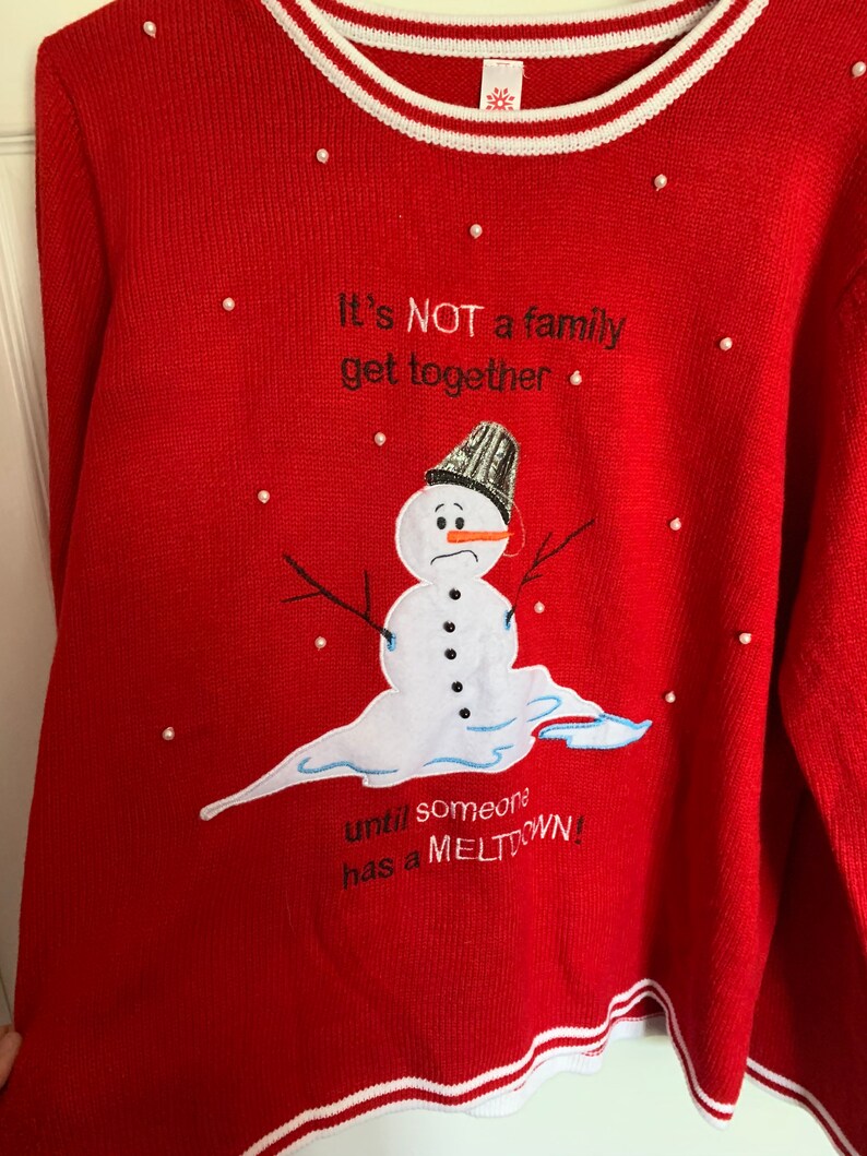 Christmas Snowman Winter Family Meltdown Crazy Ugly Sweatshirt Size XXL