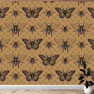 Peel and Stick Dark Academia Butterfly Wallpaper Gothic Accent Wall Design