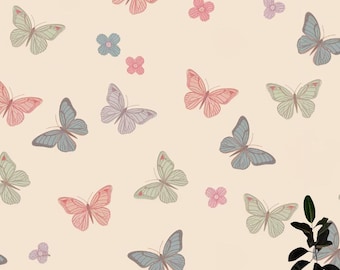 Butterfly Wallpaper Peel and Stick Pastel Dreamy Whimsical Wallpaper Unique