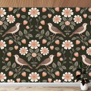 Bird Wallpaper Whimsical Dark Wallpaper