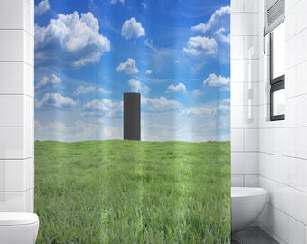 Liminal Space Shower Curtain | Endless Grass Field