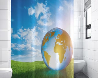 Future Aero Shower Curtain Blue Green Bathroom Decor