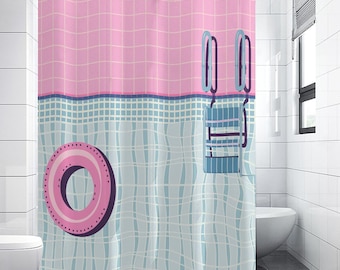 Poolcore Pink Shower curtain | Vaporwave Bathroom Decoration