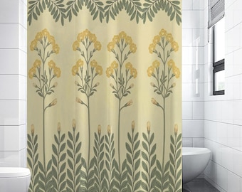 Floral Shower Curtain Boho Art Nouveau Bathroom Decoration