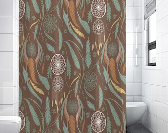 Brown Shower Curtain Boho Bathroom Decoration Hippie