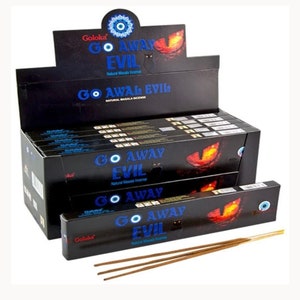 Goloka Go Away Evil Incense: Spiritual Cleansing, Meditation (Set of 3)