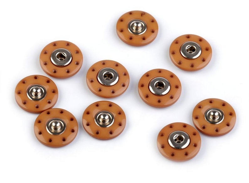 1 Pair of Press Studs 20 mm Buttons Snap Buttons Ver. Colors Sale 3_dunkel beige