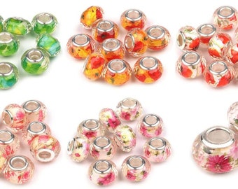 1 large hole bead 9 x 14 mm plastic metal - sale