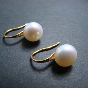 Earrings 925 silver gold plated with freshwater pearl