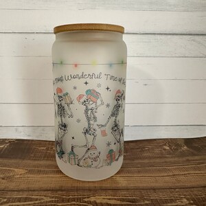 Taza de lata de vidrio de 16 oz de la época más maravillosa del año