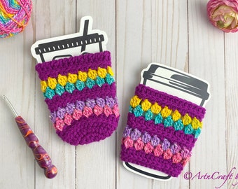 The Spring Petals Cup Cozy PDF Pattern, Iced Cup Cozy Pattern, Hot Cup Cozy Pattern, Crochet Pattern, Croche Cup Cozy Pattern