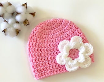 Newborn Crochet Hat, Crochet Flower Hat, Photoshoot Hat, Infant Hat, Baby Shower Gifts