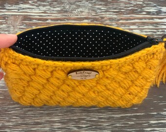 Cosmetic pouch, zippered pouch, coin purse, credit card pouch, makeup bag, small pouch, Yellow pouch