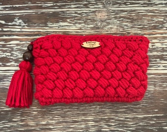 Red Cosmetic pouch, zippered pouch, coin purse, credit card pouch, makeup bag, small pouch, Cosmetic  pouch