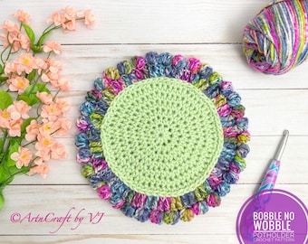 Bobble No Wobble Potholder PDF Pattern, Crochet Pattern, Crochet Potholder, Crochet Potholder Pattern