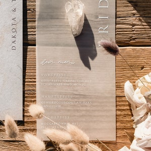 Menükarte Transparentpapier Hochzeit