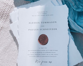 Torn wedding invitation, similar to handmade paper