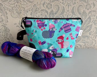Small Zippered Project Bag / Sock Sack