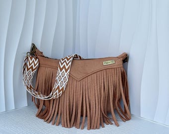 Leather Handbag with Fringe