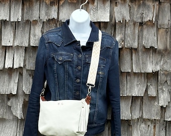 White Leather Handbag / Crossbody Bag